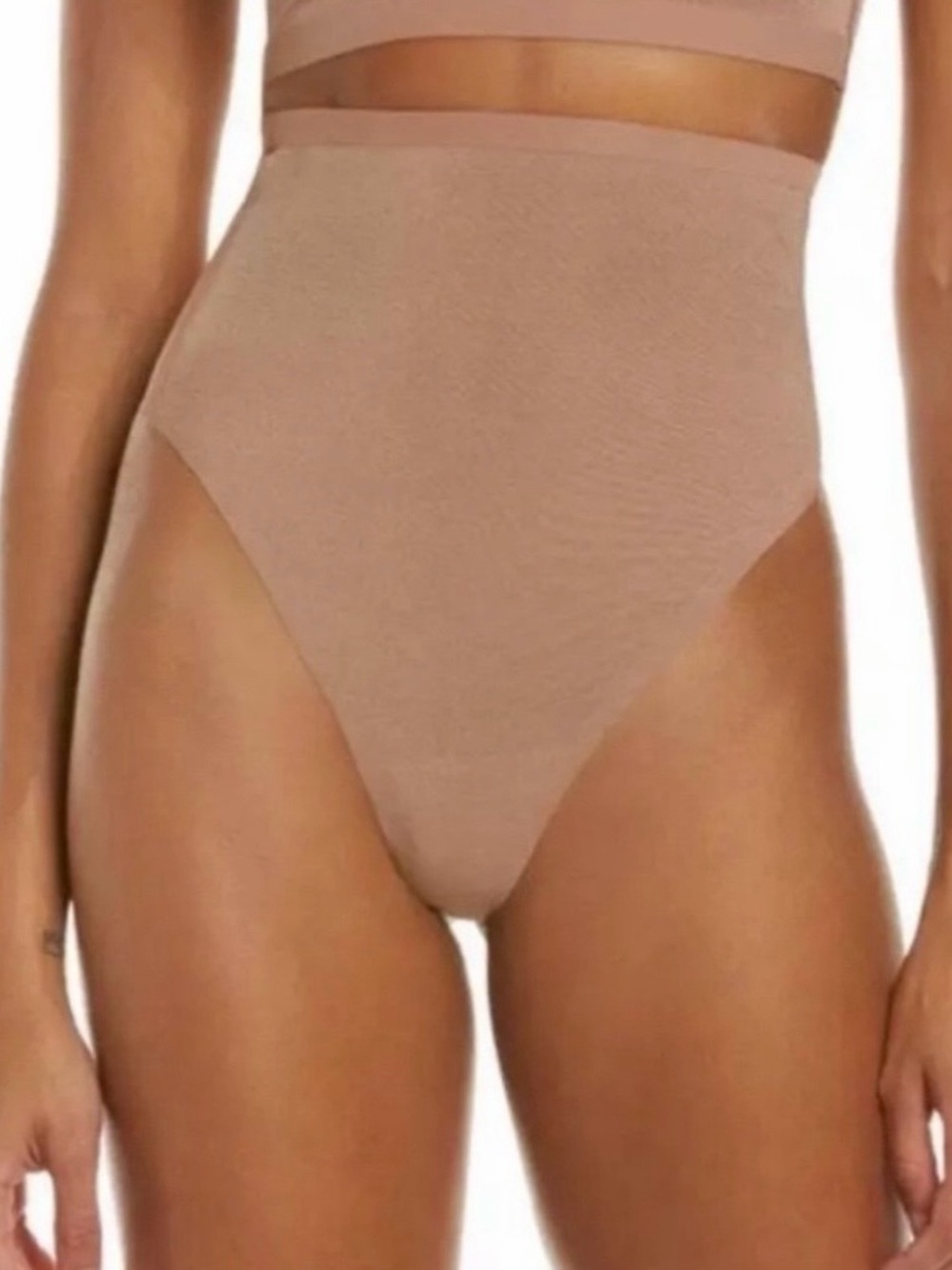 NWT! SKIMS sheer sculpt high-waisted thong small clay color